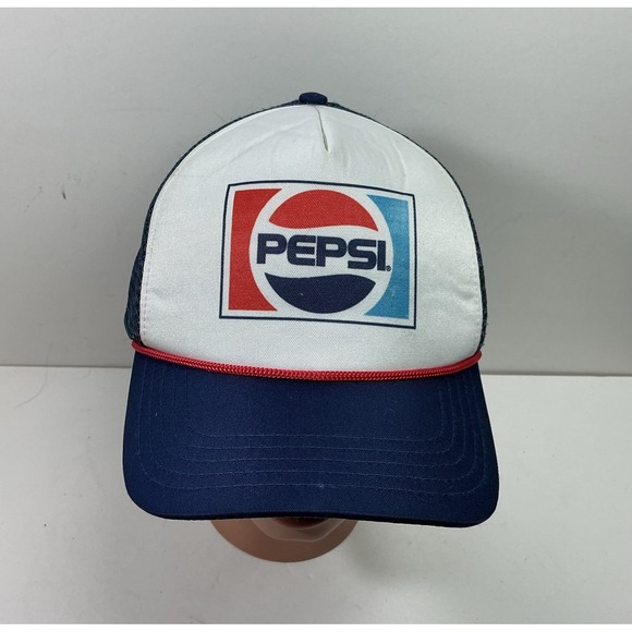 Vintage Pepsi Cola Hat Mesh Snapback Foam Trucker Employee Cap Hiphop - Picture 1 of 8